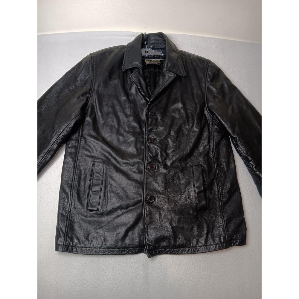 Mercado Das Peles Leather Coat Mens XL‎ Black Mid Length Overcoat Lined Winter